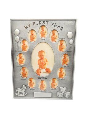 My First Year Baby Photo Frame Silver Tone 13 Openings